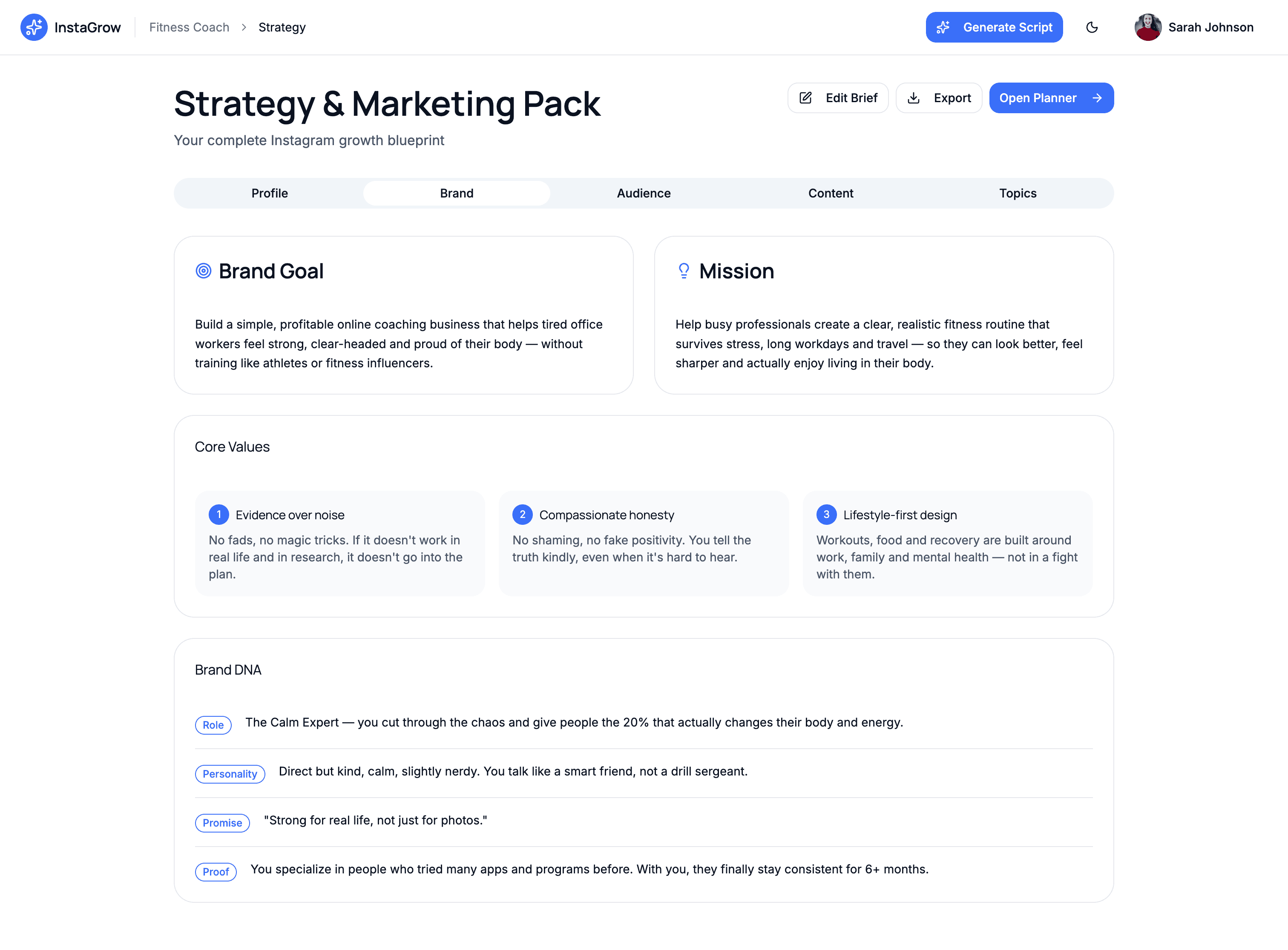 InstaGrow – screen 1