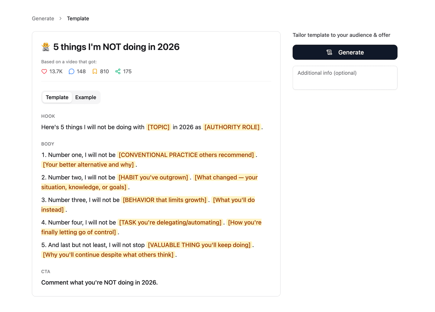 Script Template Example